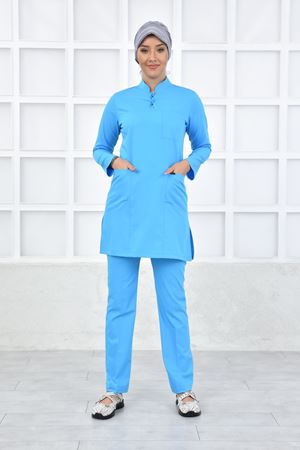 Yarıdan Hakim Model Likralı Viskon Kadın Tesettür Takım Turkuaz