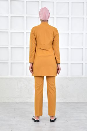 Yarıdan Hakim Model Santana Kadın Tesettür Takım Hardal