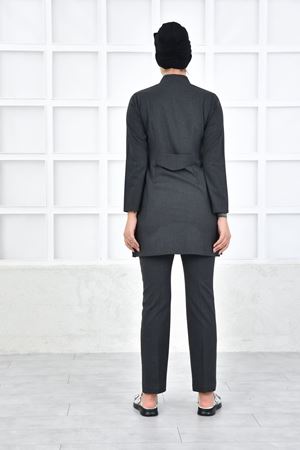 Yarıdan Hakim Model Santana Kadın Tesettür Takım Koyu Gri