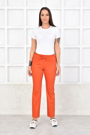 Lastikli Model Likralı Viskon Kadın Pantolon Turuncu