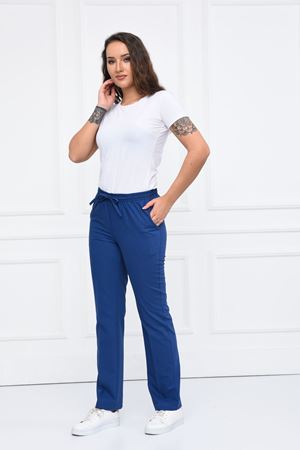 Lastikli Model Likralı Viskon Kadın Pantolon Petrol Mavi