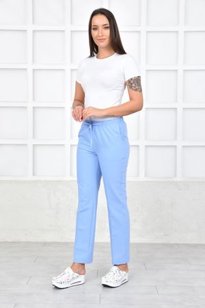 Lastikli Model Likralı Viskon Kadın Pantolon Bebe Mavi