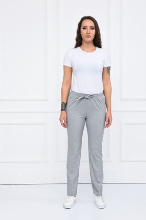 Lastikli Model Likralı Viskon Kadın Pantolon Açık Gri
