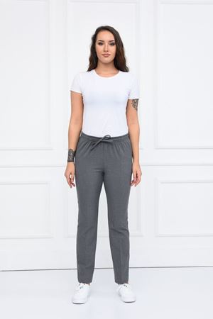 Lastikli Model Likralı Viskon Kadın Pantolon Orta Gri