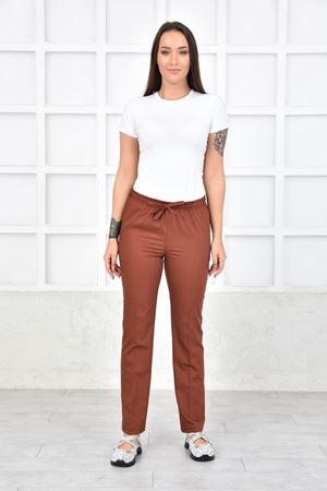 Lastikli Model Likralı Viskon Kadın Pantolon Kiremit