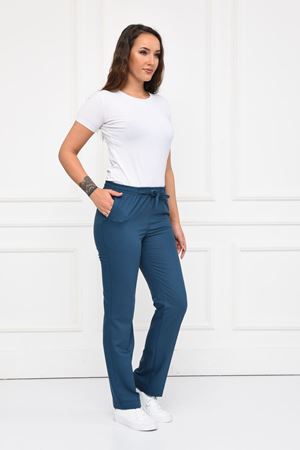 Lastikli Model Likralı Viskon Kadın Pantolon Petrol Yeşili