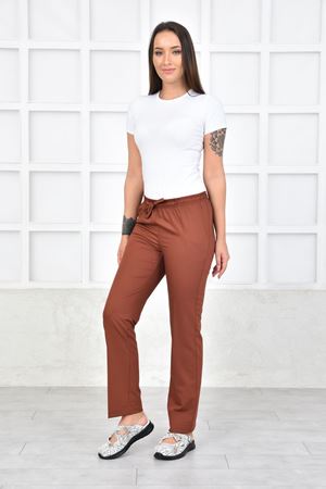 Lastikli Model Likralı Viskon Kadın Pantolon Kiremit
