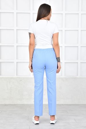 Lastikli Model Likralı Viskon Kadın Pantolon Bebe Mavi