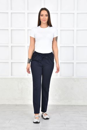 Lastikli Model Likralı Viskon Kadın Pantolon Lacivert