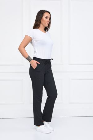 Lastikli Model Likralı Viskon Kadın Pantolon Koyu Gri