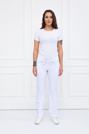 Lastikli Model Likralı Viskon Kadın Pantolon Optik Beyaz