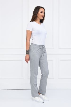 Lastikli Model Likralı Viskon Kadın Pantolon Açık Gri