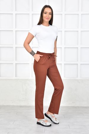Lastikli Model Likralı Viskon Kadın Pantolon Kiremit