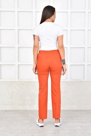Lastikli Model Likralı Viskon Kadın Pantolon Turuncu