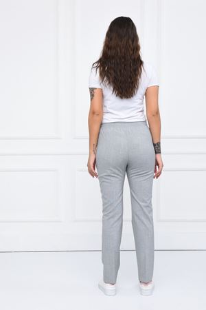 Lastikli Model Likralı Viskon Kadın Pantolon Açık Gri