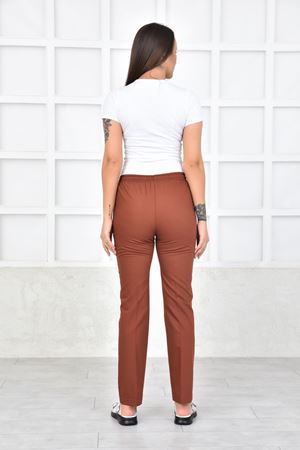 Lastikli Model Likralı Viskon Kadın Pantolon Kiremit
