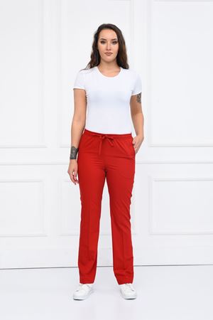 Lastikli Model Likralı Viskon Kadın Pantolon Koyu Kırmızı
