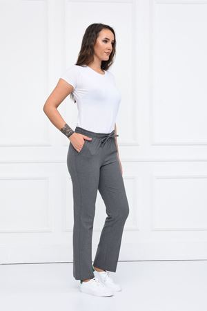Lastikli Model Likralı Viskon Kadın Pantolon Orta Gri
