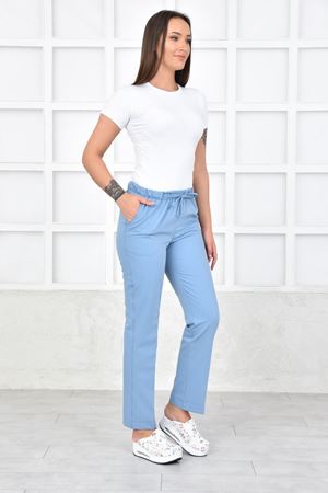 Lastikli Model Likralı Viskon Kadın Pantolon Bulut Mavi