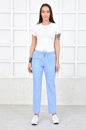 Lastikli Model Likralı Viskon Kadın Pantolon Bebe Mavi