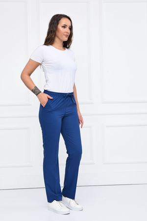 Lastikli Model Likralı Viskon Kadın Pantolon Petrol Mavi