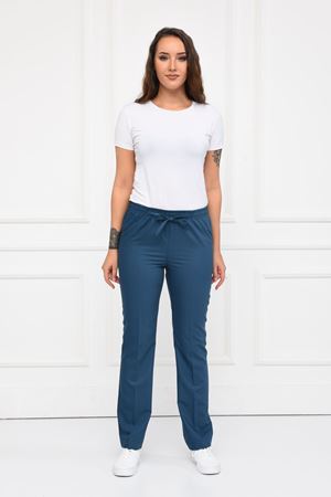 Lastikli Model Likralı Viskon Kadın Pantolon Petrol Yeşili