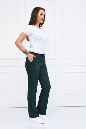 Lastikli Model Likralı Viskon Kadın Pantolon Zümrüt Yeşili