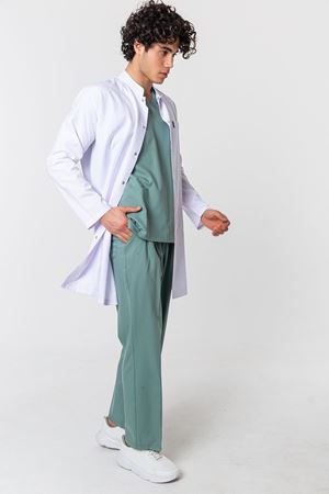 Hakim Yaka Model Alpaka Erkek Önlük Beyaz