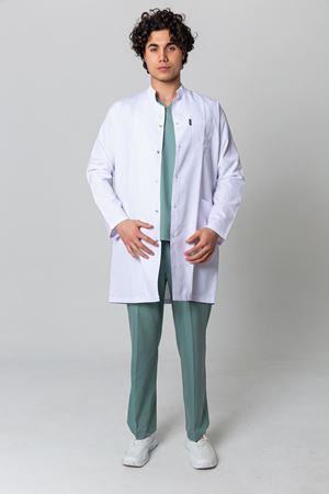 Hakim Yaka Model Alpaka Erkek Önlük Beyaz