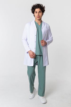 Ceket Yaka Model Alpaka Erkek Önlük Beyaz