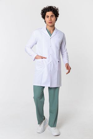 Ceket Yaka Model Alpaka Erkek Önlük Beyaz