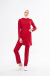 Elegance Model Likralı Viskon Kadın Tesettür Takım Kırmızı